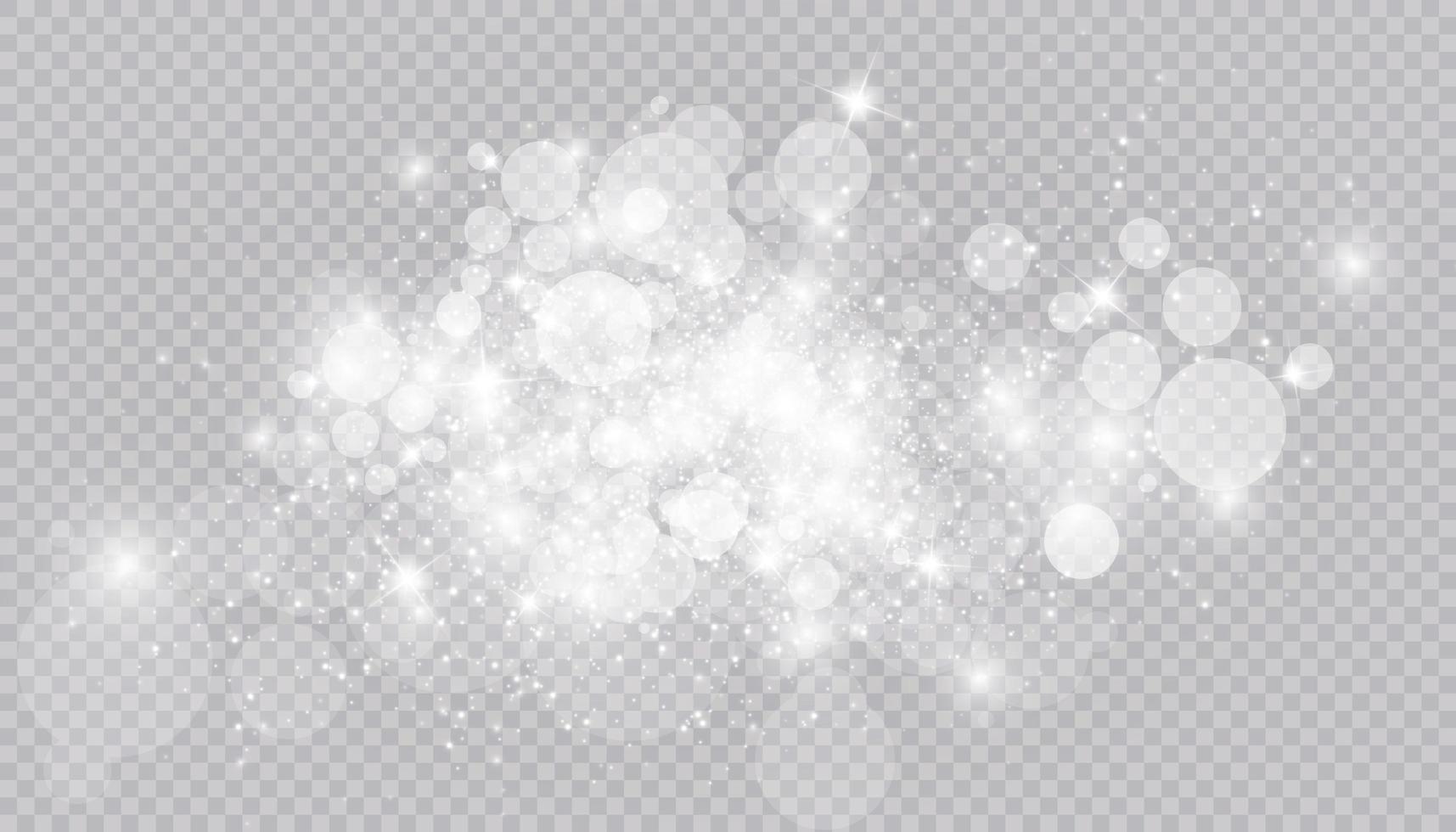 efeito de luz brilhante com muitas partículas de glitter isoladas vetor