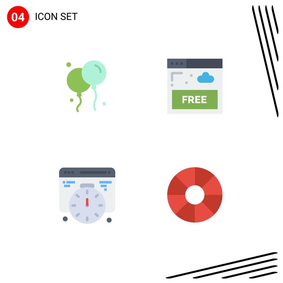 pacote de ícones planos de 4 símbolos universais de elementos de design de vetores editáveis de viagens de tecnologia de acesso de tempo de bloon