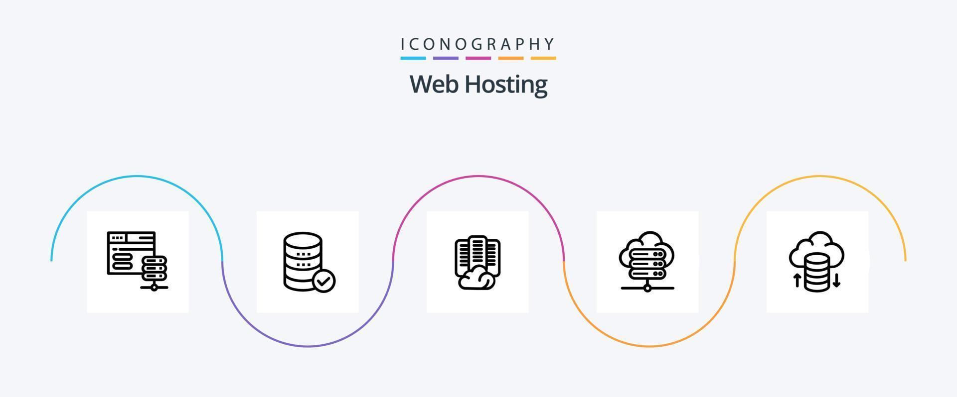 pacote de ícones da linha 5 de hospedagem na web, incluindo servidor de rede. serviço . servidor. Centro vetor