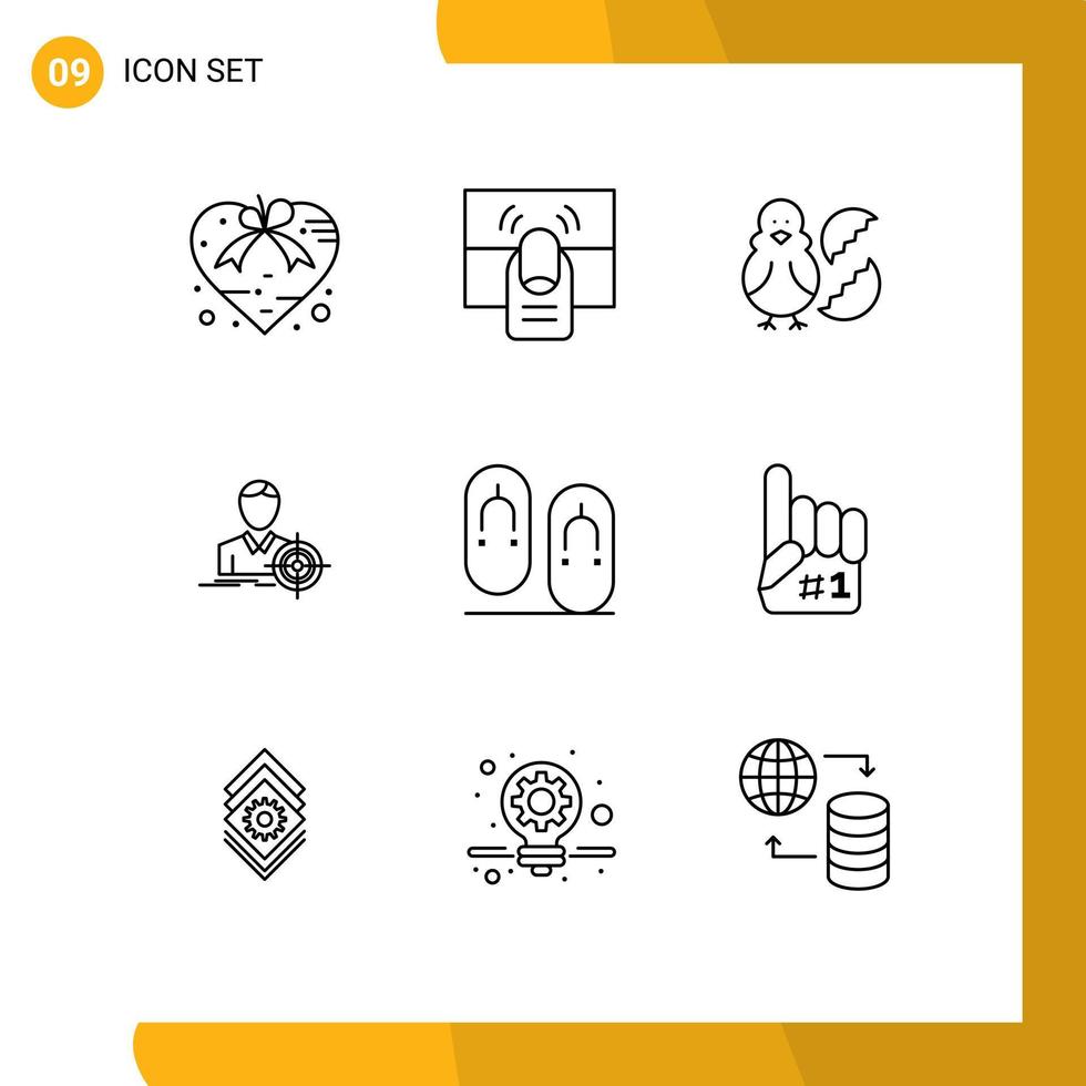 pacote de ícones vetoriais de estoque de 9 sinais e símbolos de linha para o homem-alvo uma feliz páscoa elementos de design de vetores editáveis