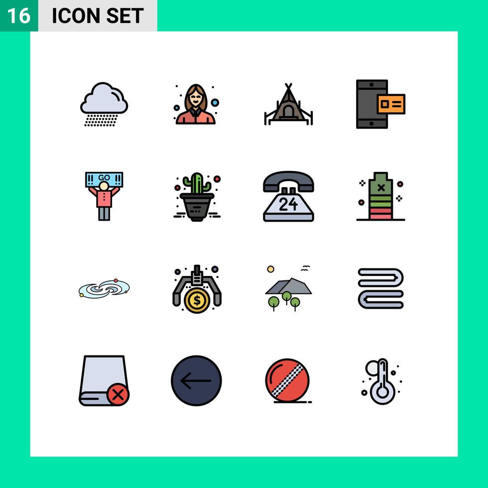 16 interface do usuário pacote de linhas cheias de cores planas de sinais e símbolos modernos de elementos de design de vetores criativos editáveis de giz esportivo de torcedor