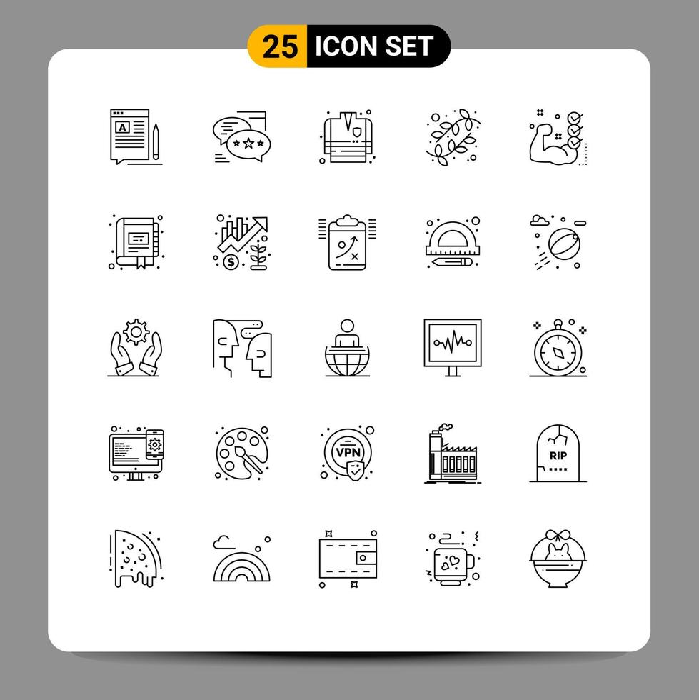 25 ícones criativos, sinais modernos e símbolos de mensagens de páscoa de ginásio, bombeiro de amentilho, elementos de design de vetores editáveis