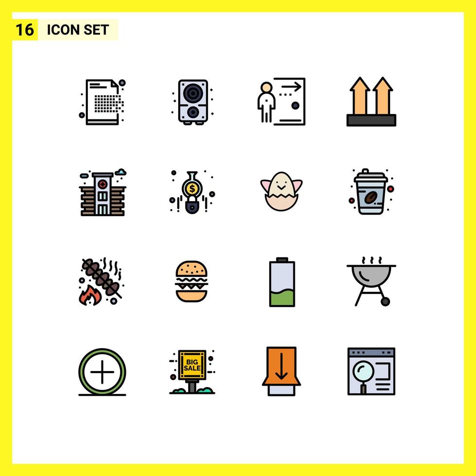 16 ícones criativos, sinais e símbolos modernos de envio de setas de som, trabalho, elementos de design de vetores criativos editáveis