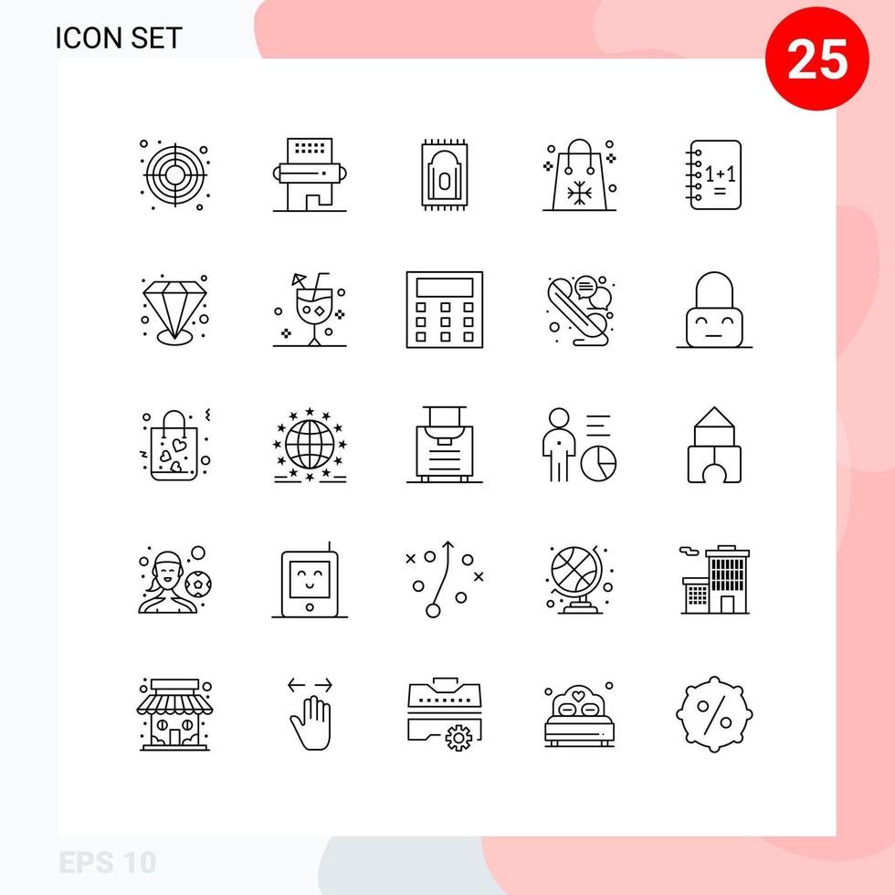 conjunto moderno de 25 linhas e símbolos, como tapete de compras de notebook, feriados, elementos de design de vetores editáveis de páscoa