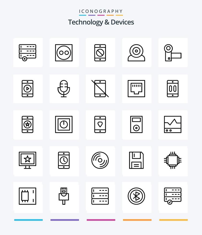 dispositivos criativos 25 pacote de ícones de contorno, como dispositivos. tecnologia. dispositivos. hardware. dispositivos vetor