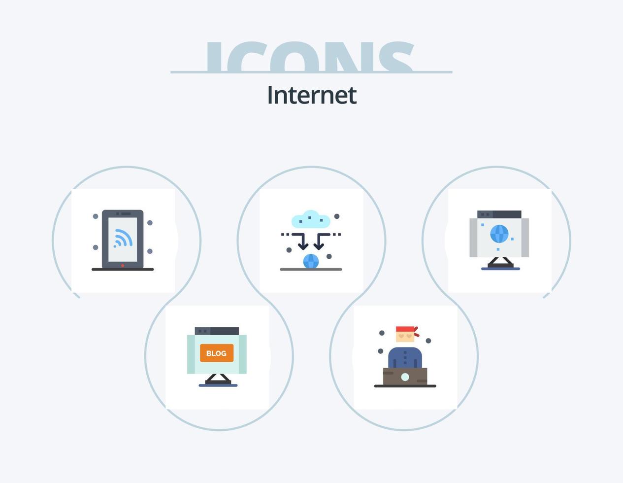design de ícones do pacote de 5 ícones planos da Internet. Internet. Wi-fi. rede. sinal. antena vetor