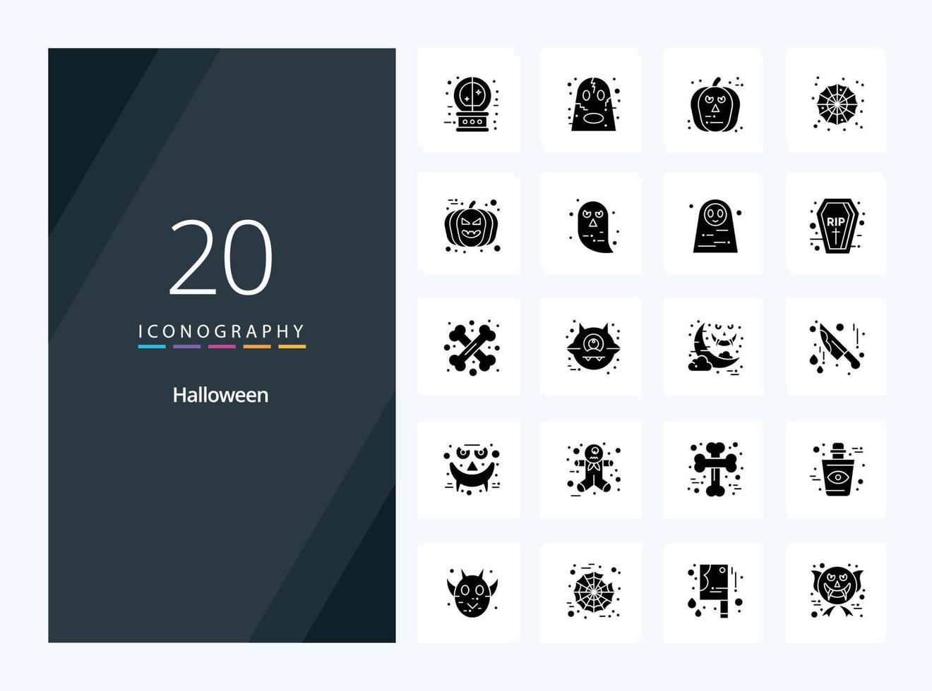 20 ícone de glifo sólido de halloween para apresentação vetor