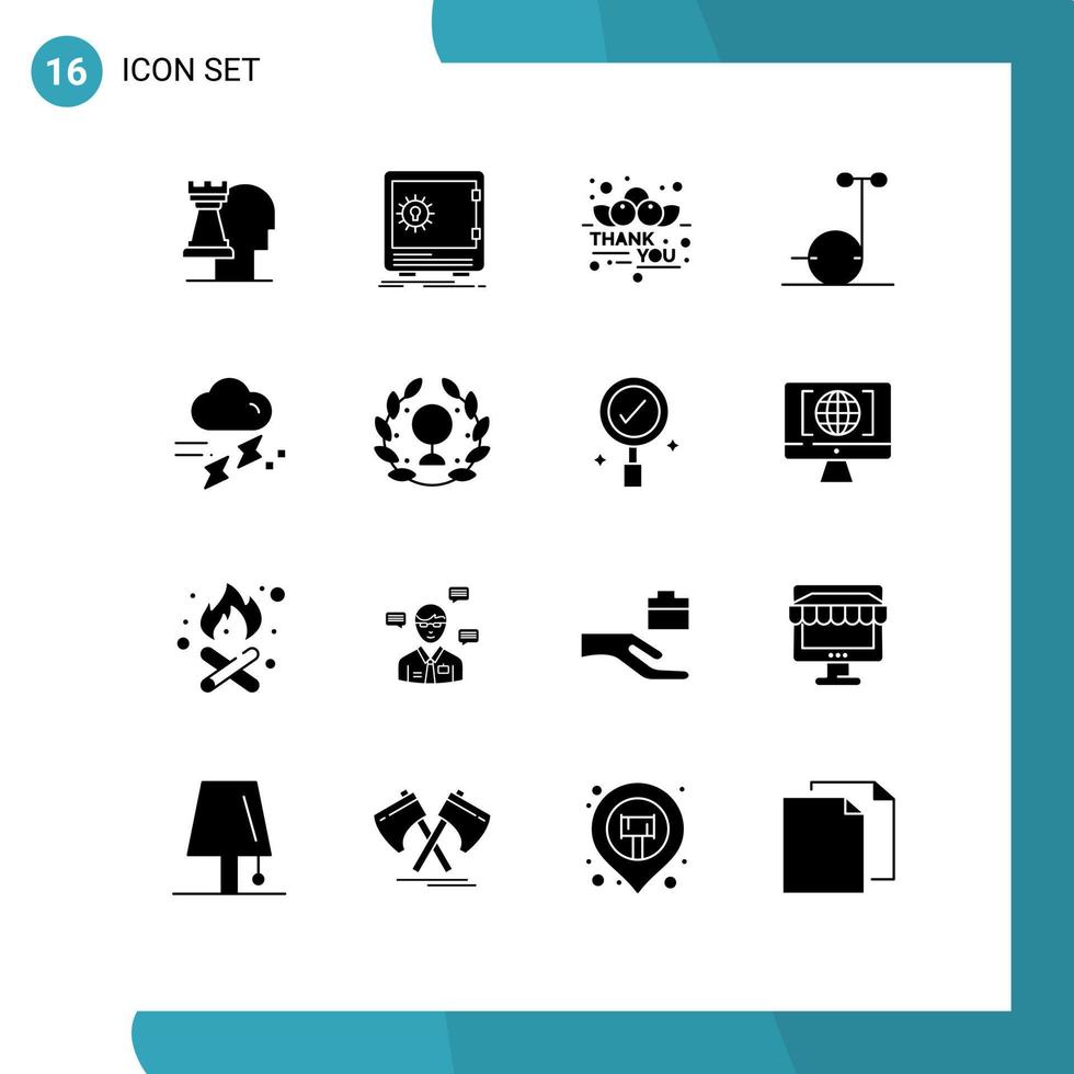 pacote de ícones vetoriais de estoque de 16 sinais e símbolos de linha para chuva segway strongbox scooter elementos de design de vetores editáveis de ação de graças