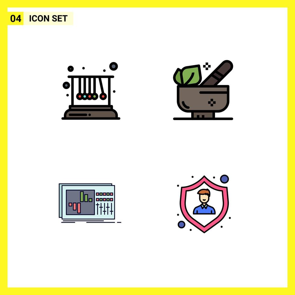 4 ícones criativos sinais modernos e símbolos de equalizador de movimento escola spa som editável elementos de design vetorial vetor