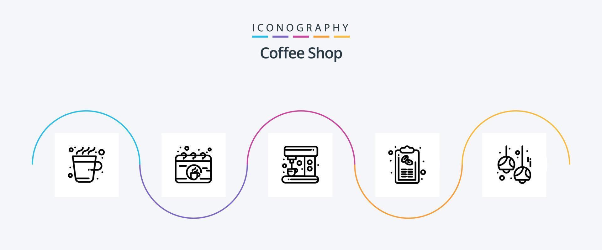 pacote de ícones da linha 5 da cafeteria, incluindo café. cardápio. café. lista. café vetor