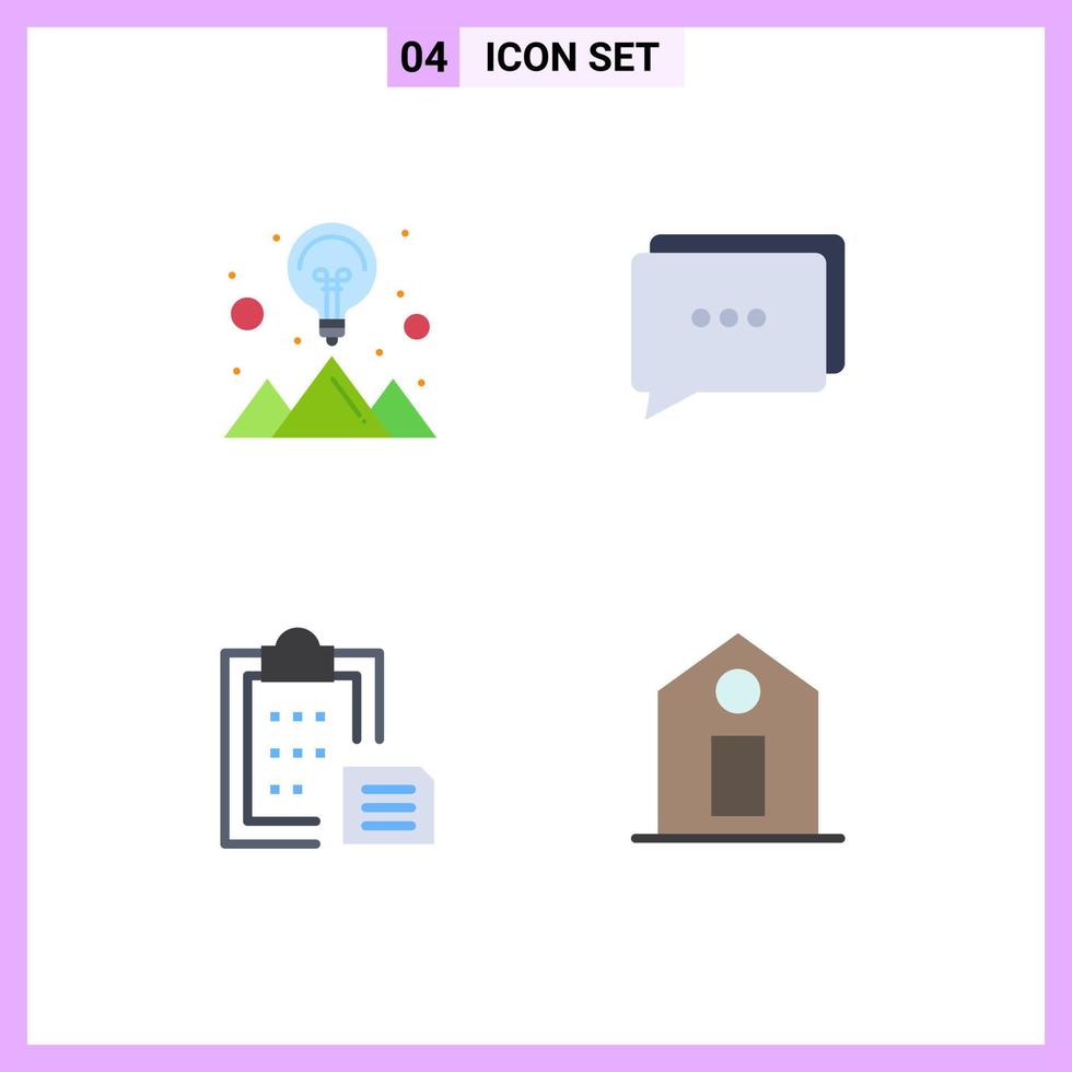 pacote de ícones planos de 4 símbolos universais de mensagem de solução de estratégia de interface criativa colar elementos de design de vetores editáveis