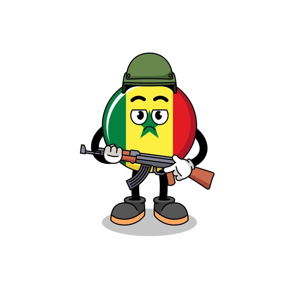 desenho animado do soldado da bandeira do senegal vetor