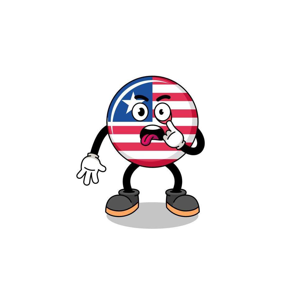 ilustração de personagem da bandeira da libéria com a língua de fora vetor