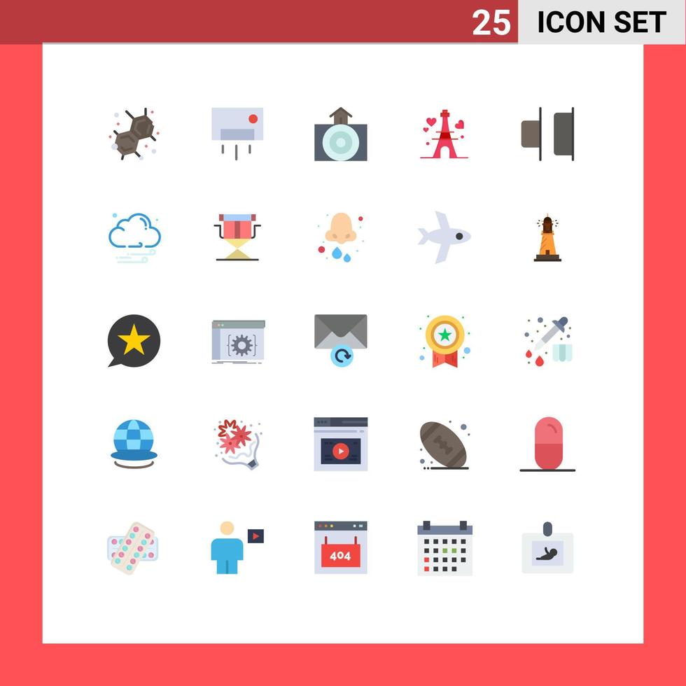 conjunto de 25 sinais de símbolos de ícones de interface do usuário modernos para elementos de design de vetores editáveis de torre de terremoto de casamento horizontal