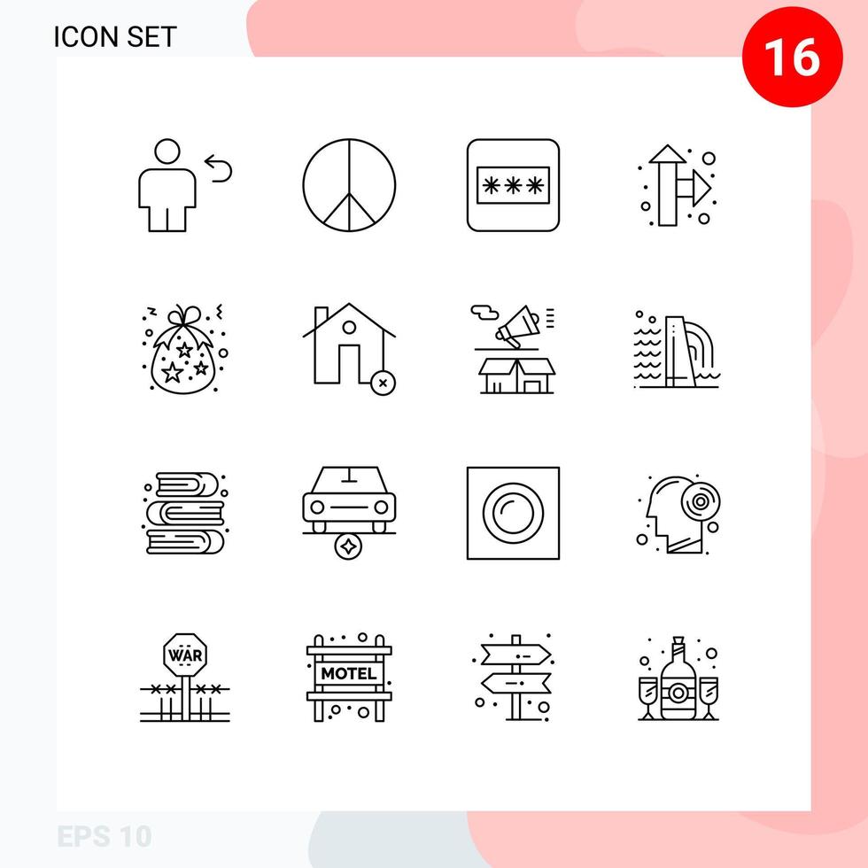 16 pacote de esboço de interface de usuário de sinais e símbolos modernos de elementos de design de vetores editáveis de ponteiro de saco de campo de nascimento de presente