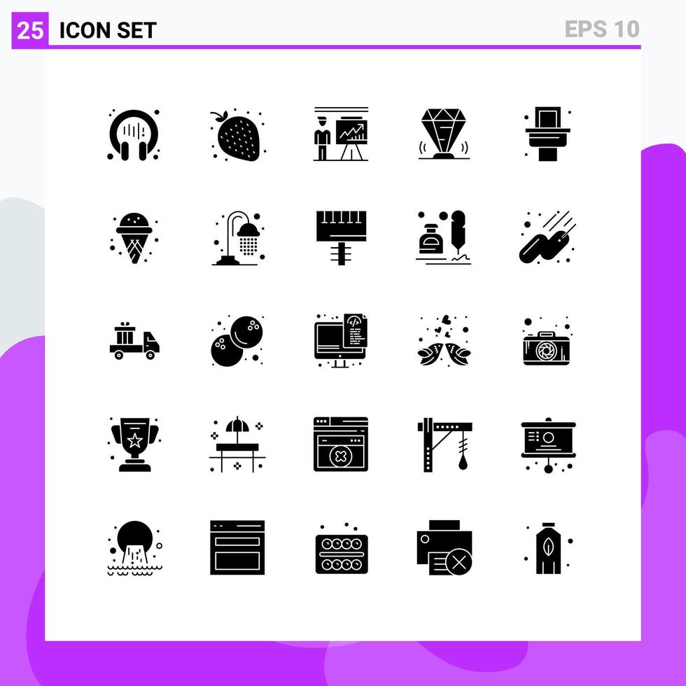 conjunto de 25 sinais de símbolos de ícones de interface do usuário modernos para elementos de design de vetores editáveis de relatório de valor de negócios de joia