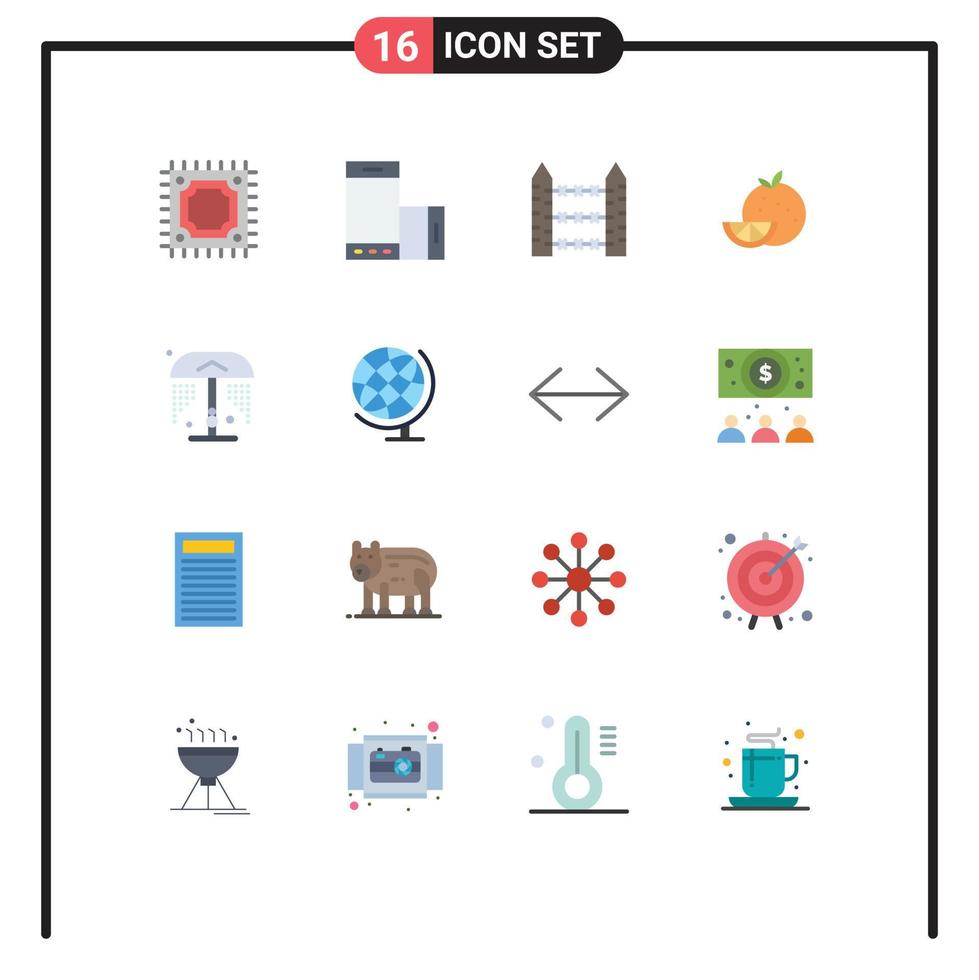 pacote de ícones vetoriais de estoque de 16 sinais e símbolos de linha para chuveiro, frutas, comida farpada, pacote editável de elementos de design de vetores criativos
