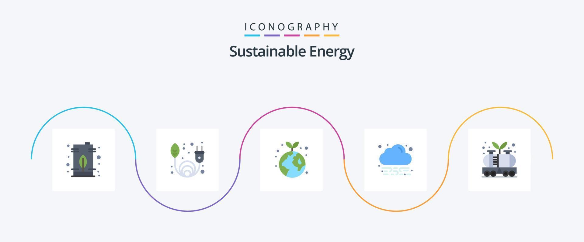 pacote de ícones plana 5 de energia sustentável, incluindo óleo. energia. terra. nuvem. energia vetor