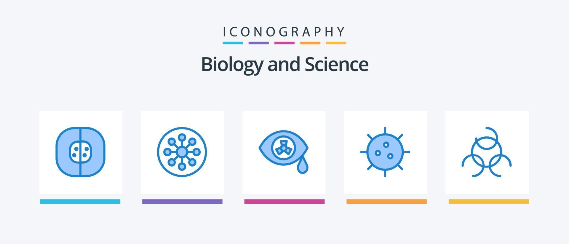 pacote de ícones de biologia azul 5, incluindo . bactérias. sinal de biologia. germe. design de ícones criativos vetor