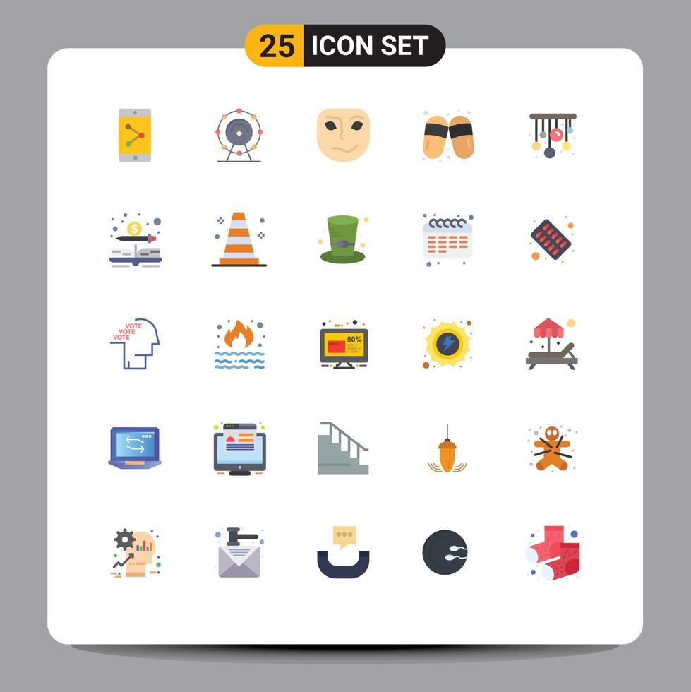 conjunto de 25 sinais de símbolos de ícones de interface do usuário modernos para lustres casa emoção chinelos mulher elementos de design de vetores editáveis