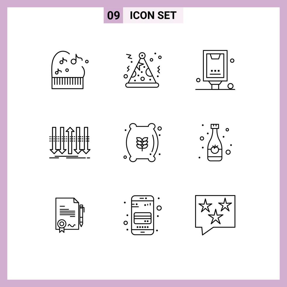 9 ícones criativos, sinais e símbolos modernos de individualidade de saco de farinha outdoor elementos de design de vetores editáveis de negócios