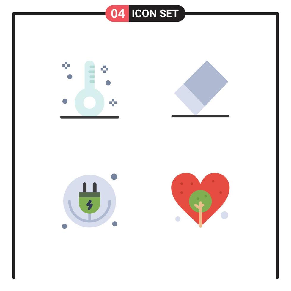 grupo de 4 sinais e símbolos de ícones planos para elementos de design de vetores editáveis de plugue de saúde iot de doença