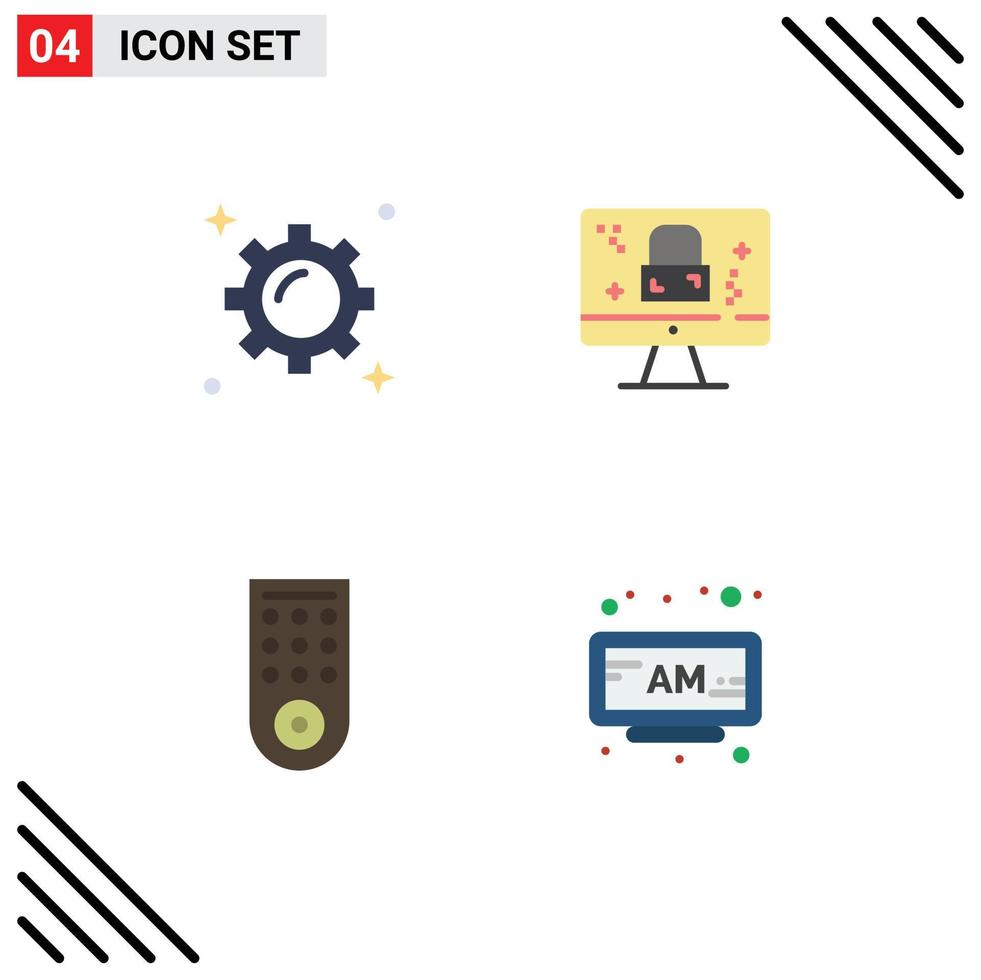 4 ícones criativos sinais modernos e símbolos de elementos de design vetoriais editáveis de alarme de tela de comércio remoto de negócios vetor