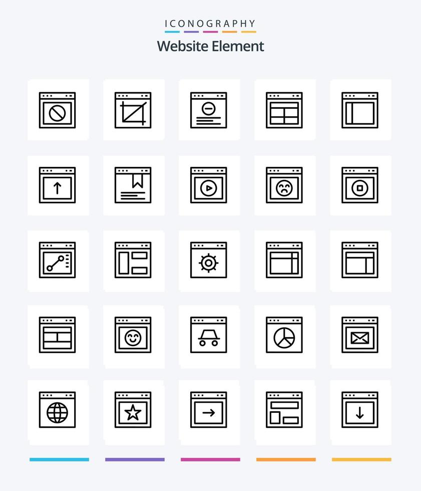 pacote de ícones de contorno do elemento 25 do site criativo, como o site. layout. rede. interface. local na rede Internet vetor