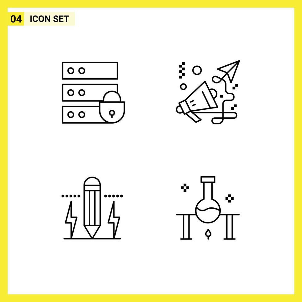 pacote de linha de 4 símbolos universais de elementos de design de vetores editáveis de chave de marketing de desenho de dispositivo
