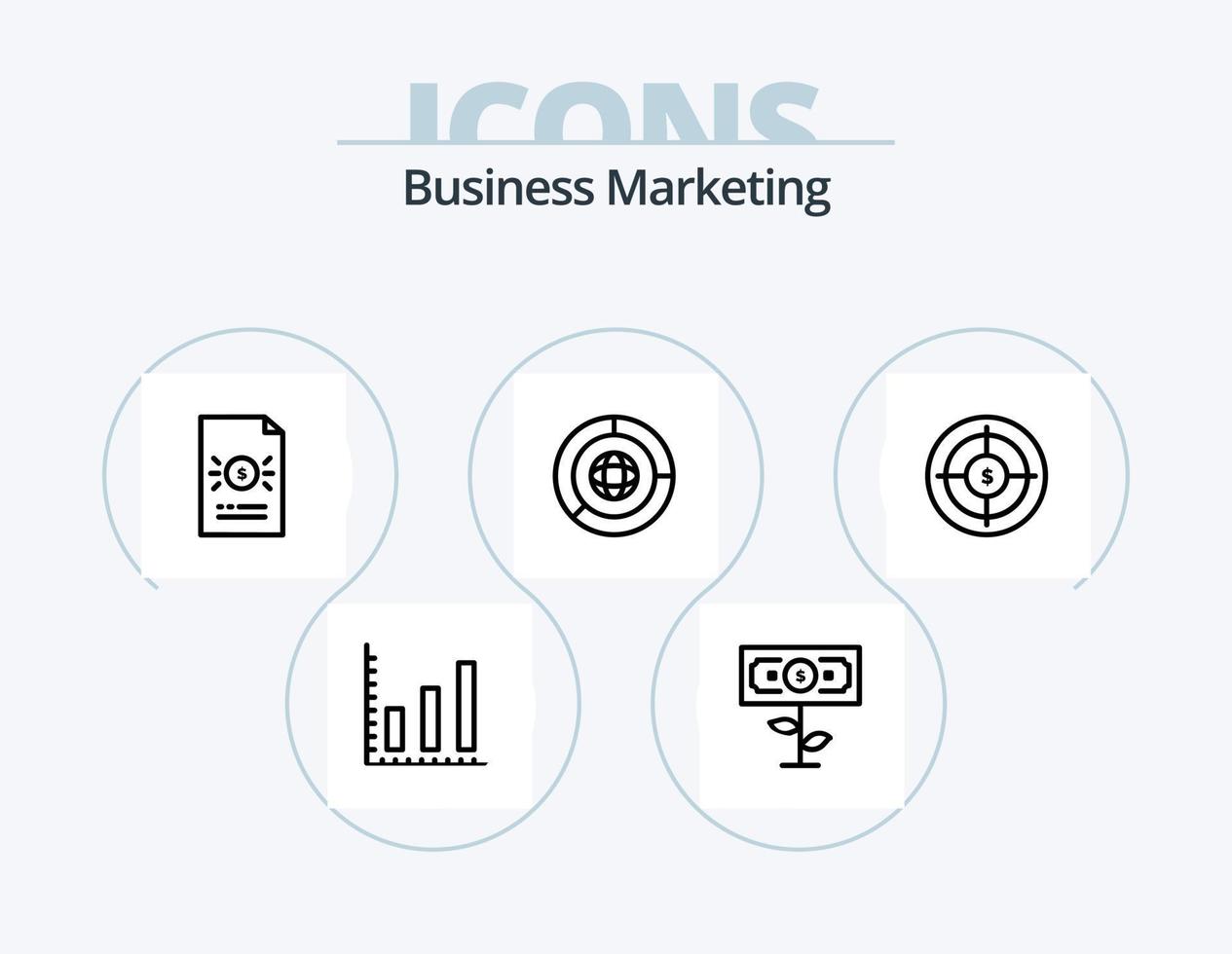 design de ícone do pacote de 5 ícones de linha de marketing de negócios. finança. público. gerenciamento. gráfico vetor