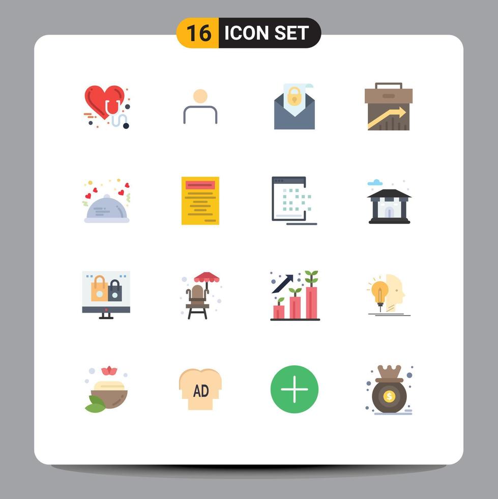 grupo de símbolos de ícone universal de 16 cores planas modernas de conjuntos de negócios de gerenciamento pacote editável de mensagem de seta de elementos de design de vetores criativos