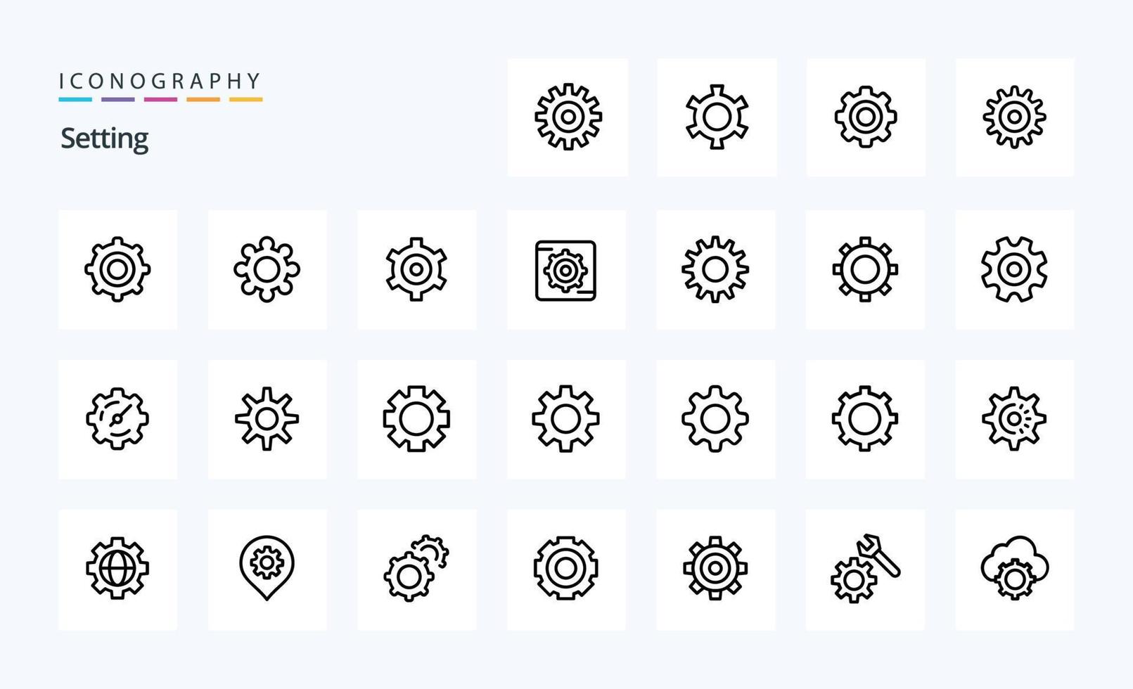 pacote de ícones de 25 linhas de configuração vetor