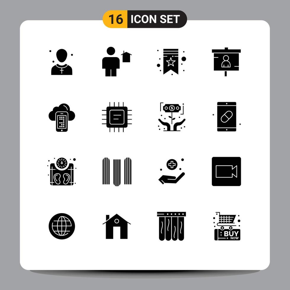conjunto de 16 sinais de símbolos de ícones de interface do usuário modernos para seo marketing casa finanças marca elementos de design de vetores editáveis