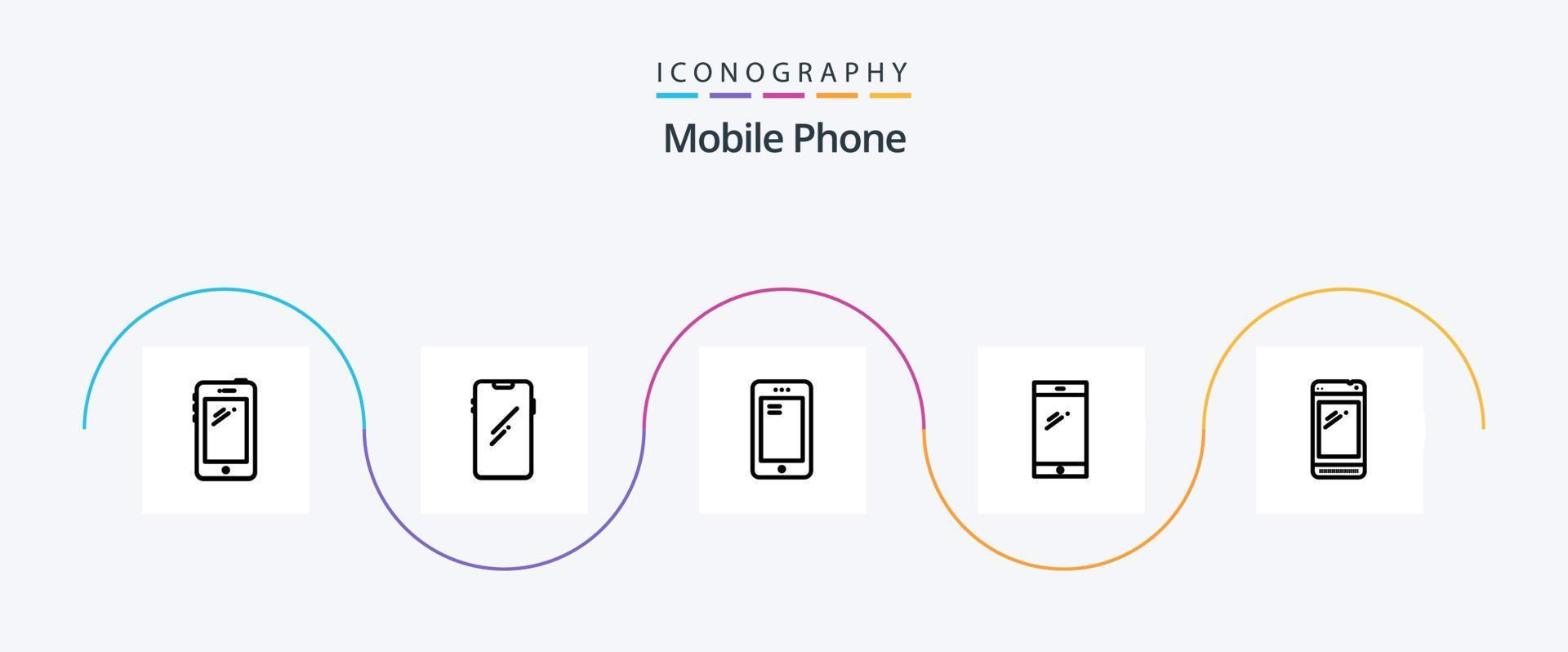 pacote de ícones da linha 5 do telefone móvel, incluindo . huawei. vetor