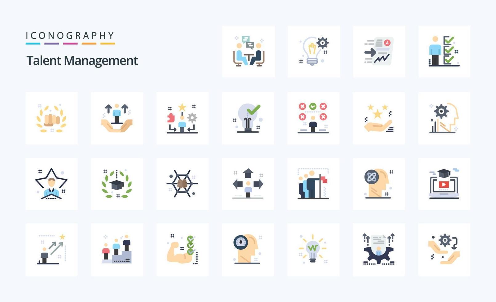 Pacote de ícones de cores planas de gerenciamento de 25 talentos vetor
