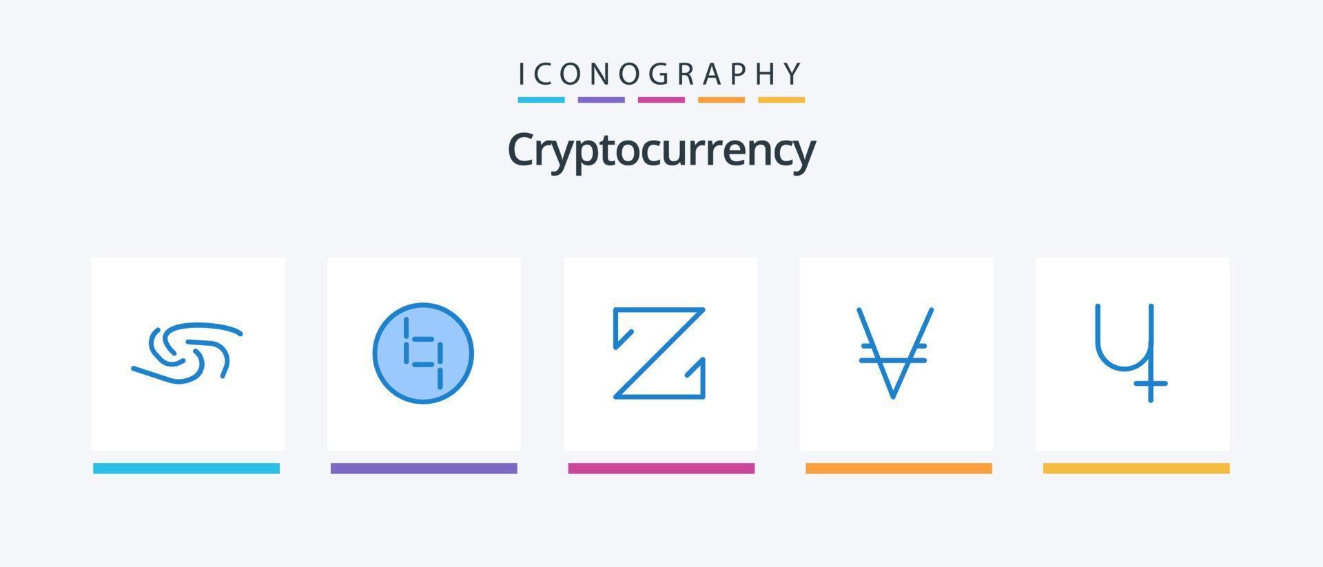 pacote de ícones de criptomoeda azul 5, incluindo moeda. moeda criptográfica. moeda z. cripto. via moeda. design de ícones criativos vetor