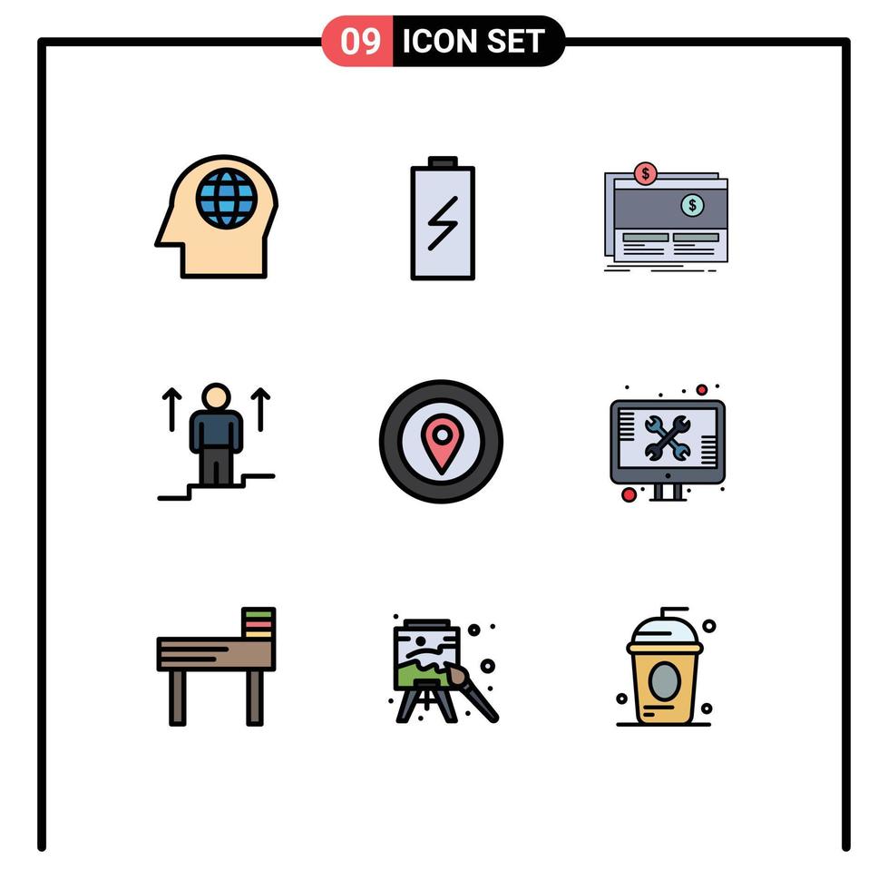 9 ícones criativos sinais modernos e símbolos de sucesso seta crowdfunding elementos de design de vetores editáveis do site