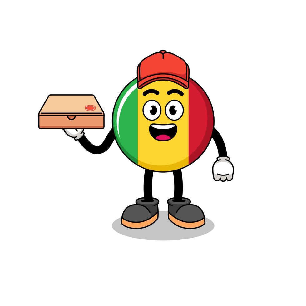 ilustração da bandeira do mali como entregador de pizza vetor