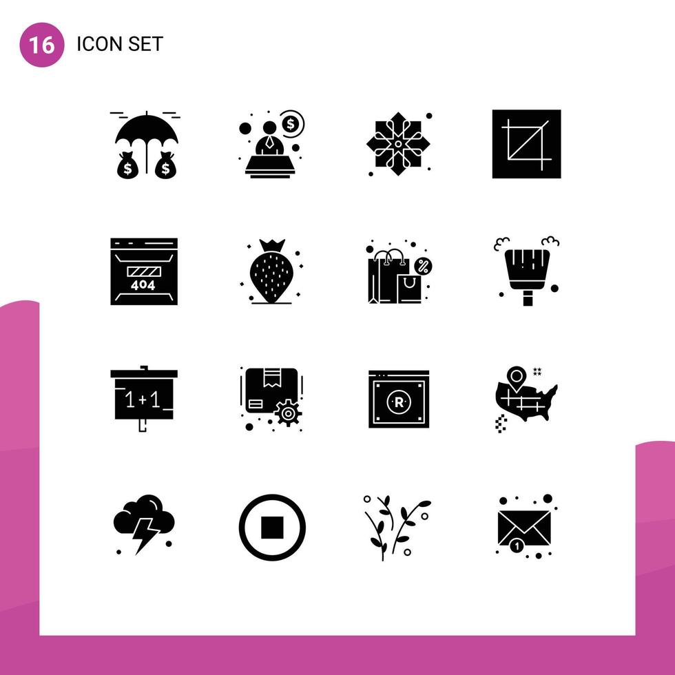 conjunto de 16 sinais de símbolos de ícones de interface do usuário modernos para design de layout de design de ferramenta de desenvolvimento, elementos de design de vetores editáveis