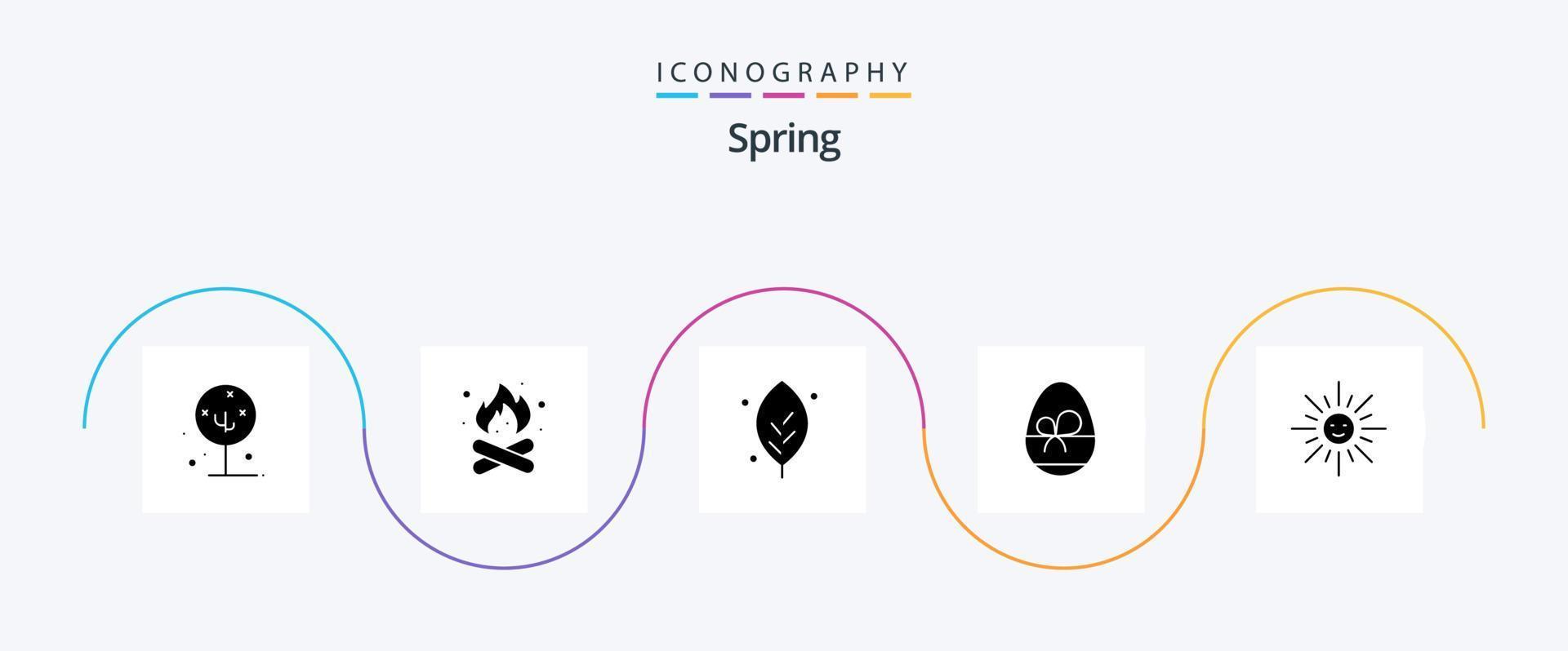 Pacote de ícones Spring Glyph 5, incluindo comer. presente. quente. ovo. natureza vetor