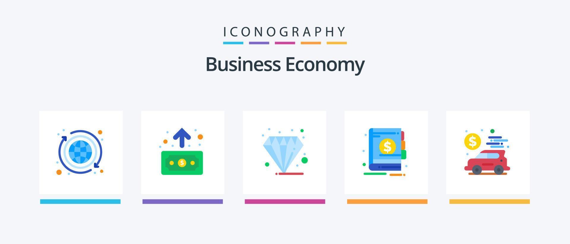 pacote de ícones de 5 planos de economia, incluindo serviços bancários. dinheiro. negócios. economia. pastel. design de ícones criativos vetor