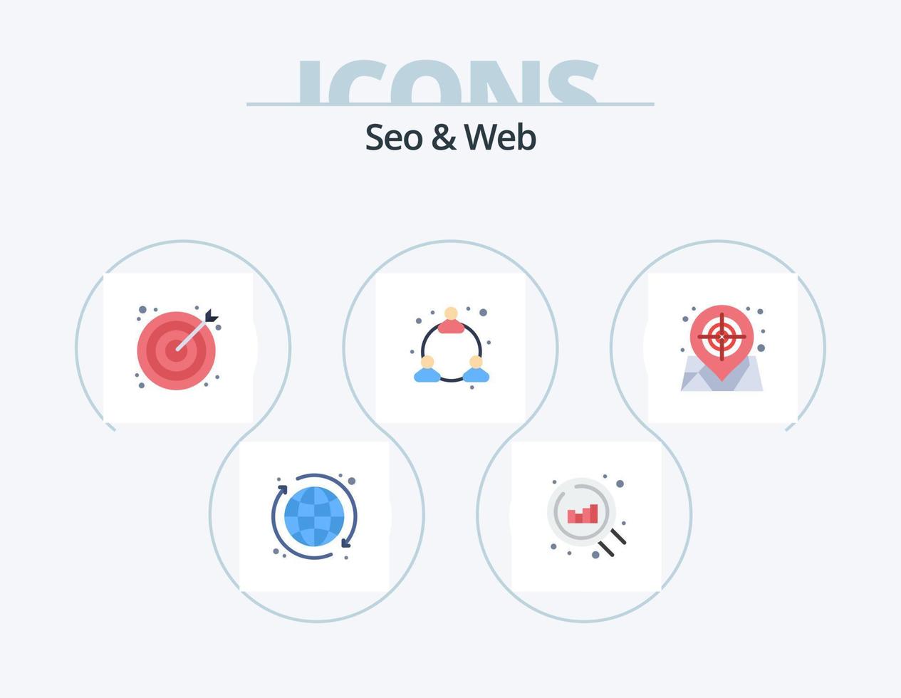 seo e web flat icon pack 5 design de ícones. rede. localização. seo. mapa. do utilizador vetor
