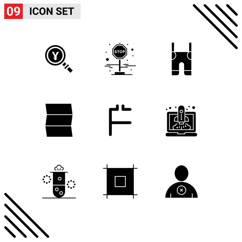 conjunto de 9 sinais de símbolos de ícones de interface do usuário modernos para alças de mapa de bebê de viagem de moeda elementos de design de vetores editáveis