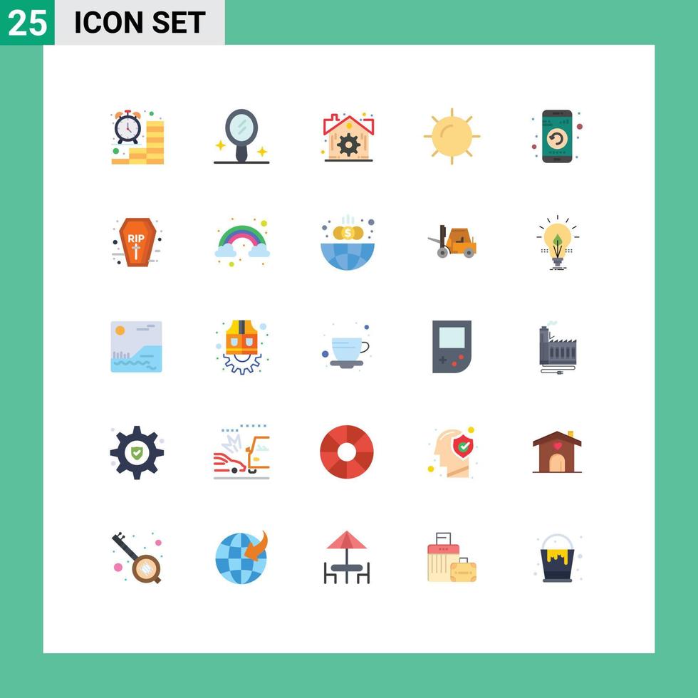 pacote de linha vetorial editável de 25 cores planas simples de elementos de design vetorial editáveis de tempo real do dispositivo móvel de reinicialização vetor