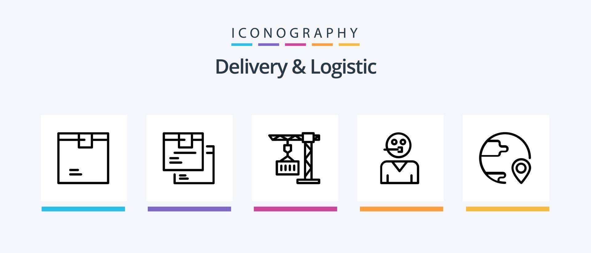 pacote de ícones de entrega e logística linha 5 incluindo mercadorias. caixa. produtos. envio. logística. design de ícones criativos vetor