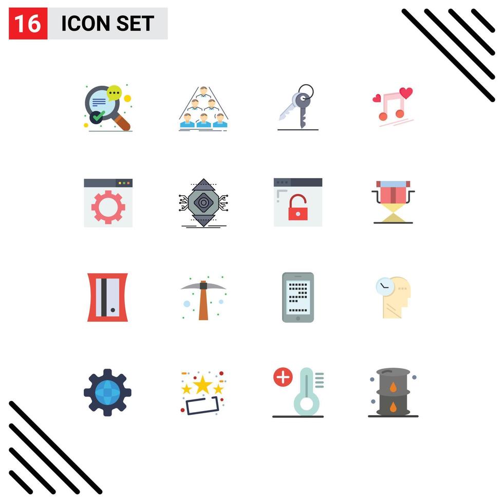 16 ícones criativos, sinais e símbolos modernos de letras de músicas, pacote editável de sala de nós de reunião de elementos de design de vetores criativos