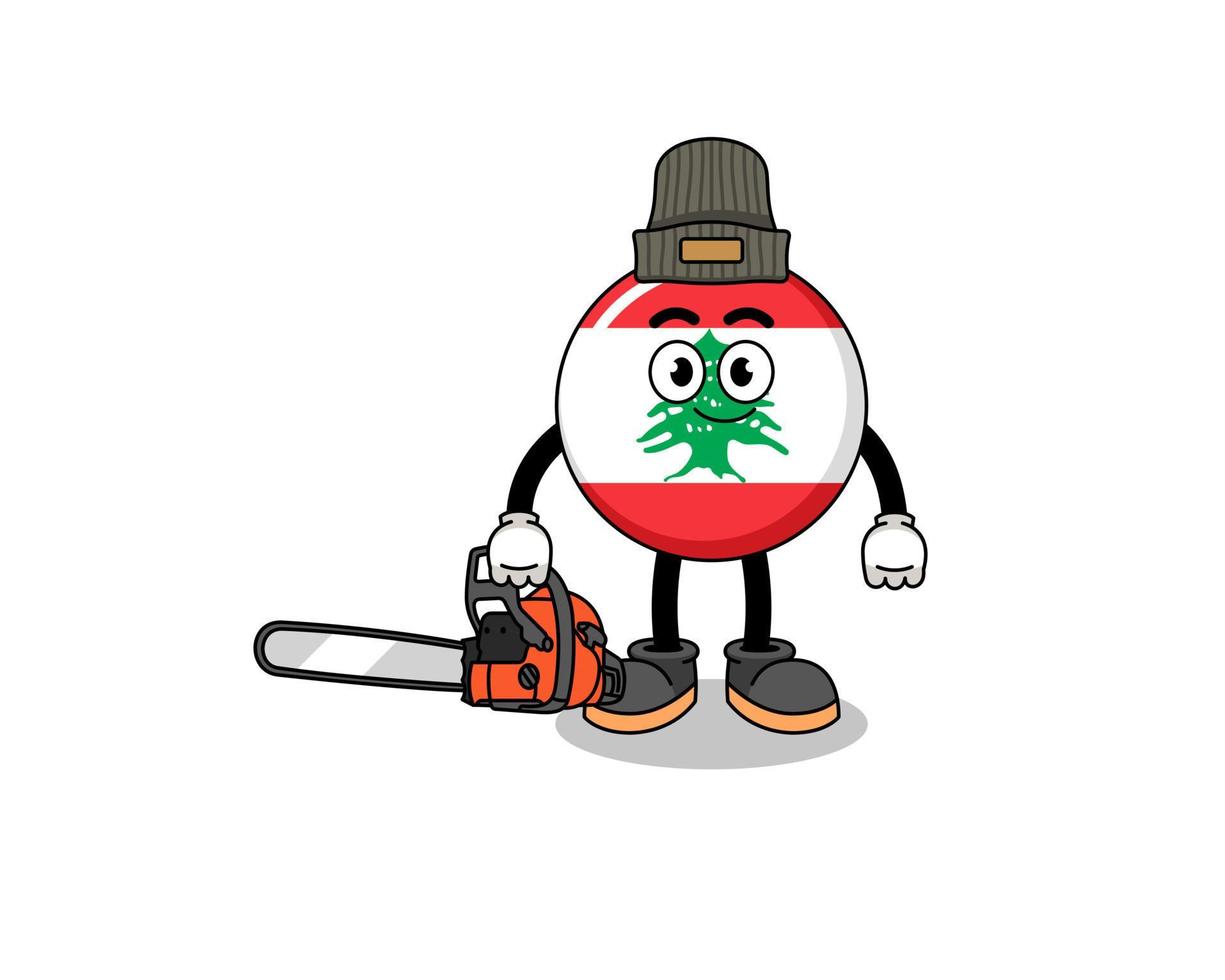 desenho animado de ilustração de bandeira do líbano como um lenhador vetor