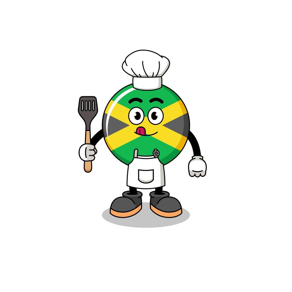 ilustração de mascote do chef da bandeira da jamaica vetor