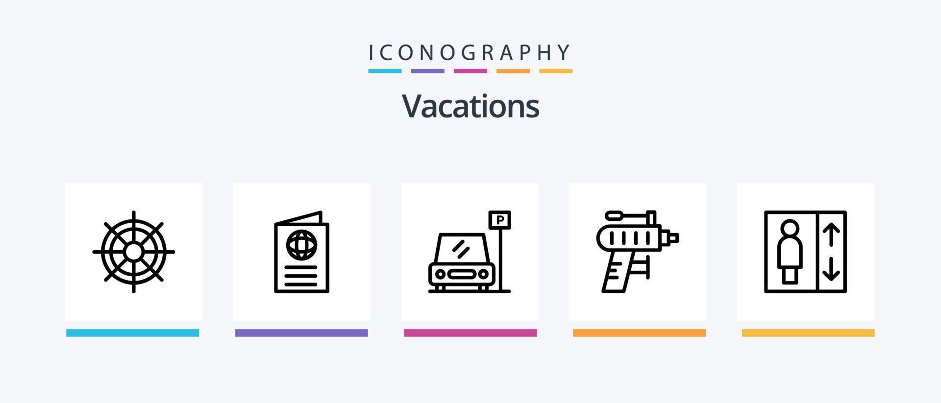 pacote de ícones de linha 5 de férias, incluindo câmera. visualizar. ar. banco. vento. design de ícones criativos vetor