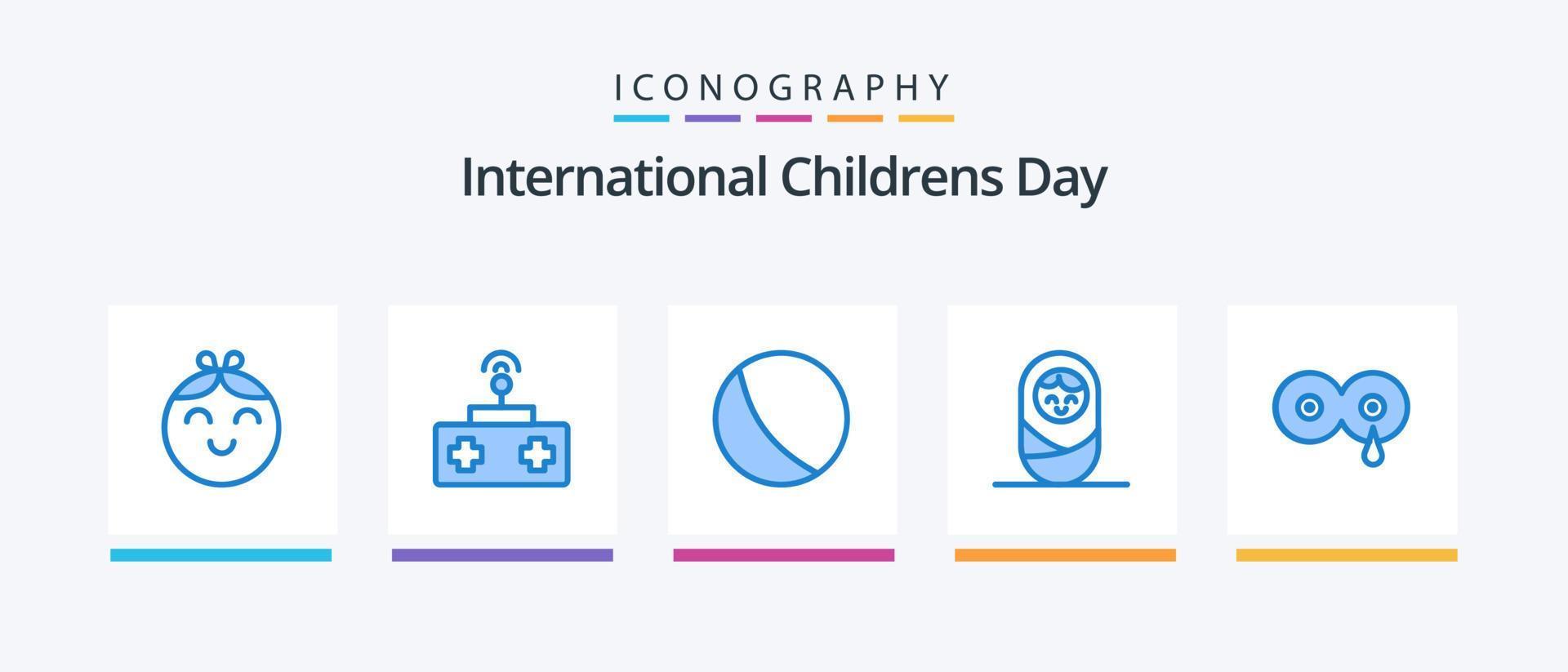 pacote de ícones azul bebê 5 incluindo . mãe. bola. leite. seios. design de ícones criativos vetor